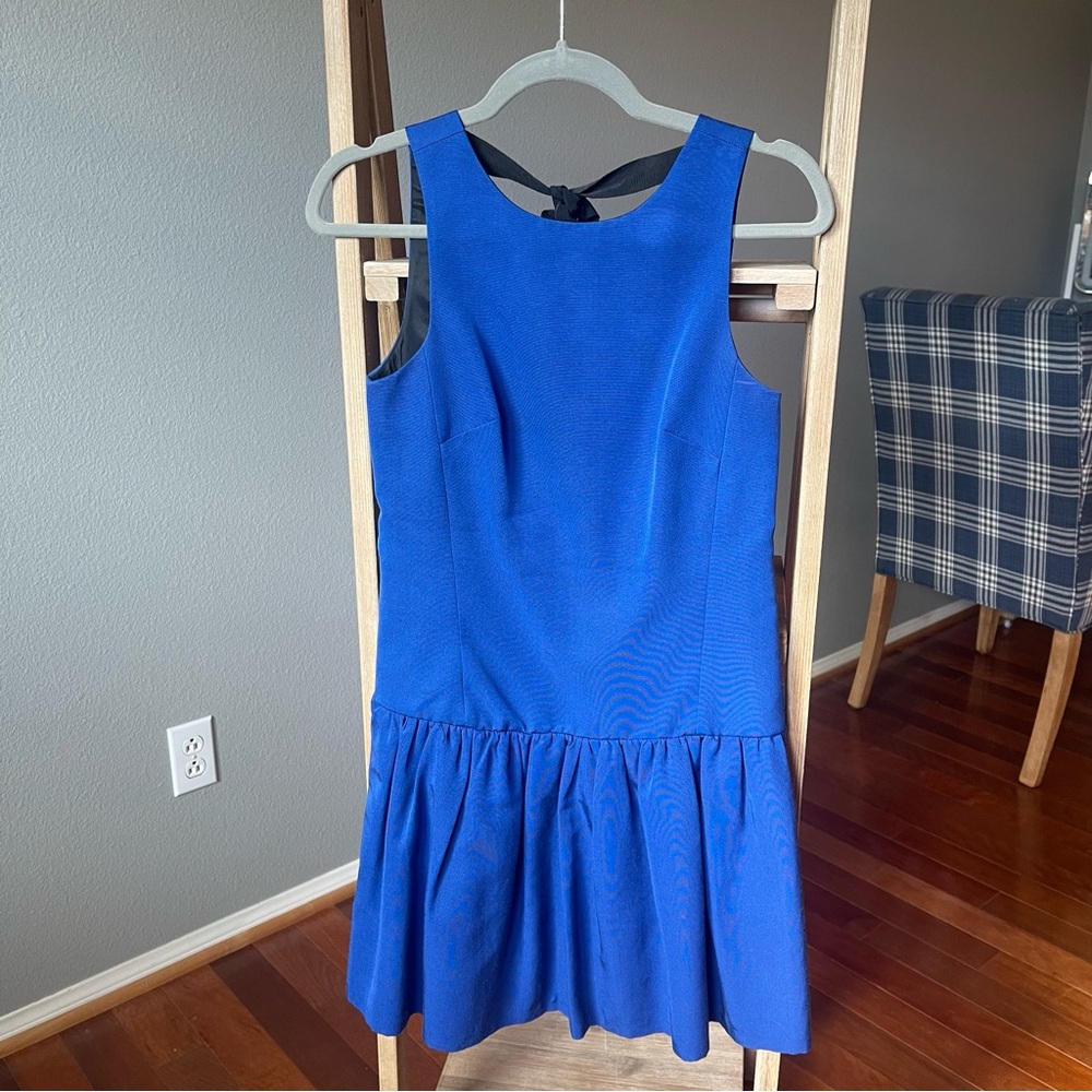 Royal Blue Fit & Flare Dress Size S Open Back Bow Wedding Guest Cocktail Party